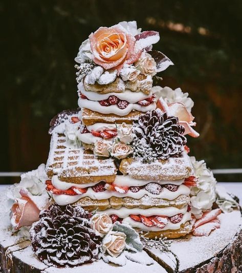 Cheap Wedding Cakes, Dessert Crepes, Wedding Cake Alternatives, Wedding Reception Ideas, Waffle Cake, Personalized Wedding Decor, Water Wedding, Perfect Brunch, Wedding Winter