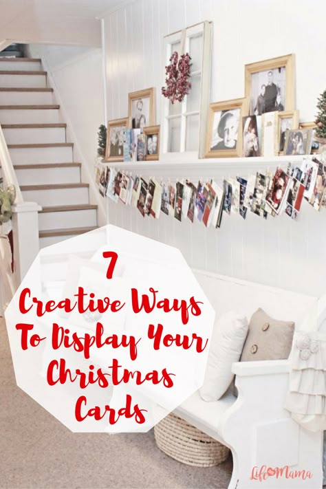 We all love getting Christmas cards, but it's hard to find a place to display them all. I’ve rounded up some of my favorite creative ways to display your cards this year! Christmas Card Display, Diy Hanging Shelves, Cute Dorm Rooms, Closet Organization Diy, Hanging Shelves, Display Cards, All You Need Is, Living Room Designs, Mason Jars