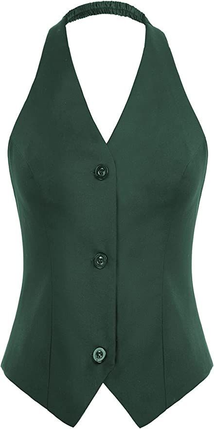 Green Vest Women, Halter Neck Waistcoat, Waist Coat For Women Outfits, Green Vest Outfits For Women, Waist Coat Outfit Women, Waist Coat For Women, Workout Skirt Outfit, Green Vest Outfit, Halter Neck Vest