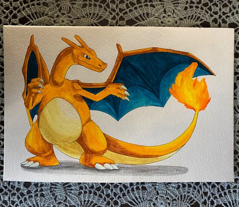 Charizard Painting Canvas, Charizard Drawing Art, Charmander Painting, Charizard Painting, Pokemon Drawing, Pikachu Drawing, Pokemon Painting, Pokemon Sketch, Pokemon Charmander