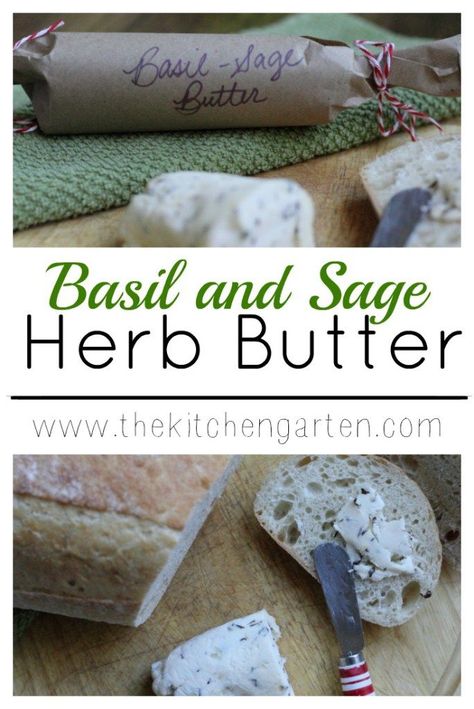 Basil and Sage Compound Butter. A simple and easy DIY gift and a great way to use up extra herbs! Compound Butters, Flavored Butter Recipes, Herb Butter Recipe, Compound Butter Recipe, Butter Recipes Homemade, Sage Herb, Cream Room, Sage Butter, Flavored Butter