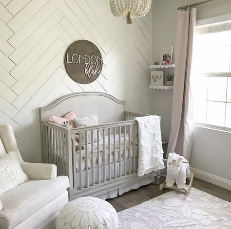 Gray Crib, Baby Nurseries, Unisex Nursery, Girl Nursery Room, Rustic Nursery, Beautiful Nursery, Nursery Baby Room, Baby Girl Nursery, Project Nursery