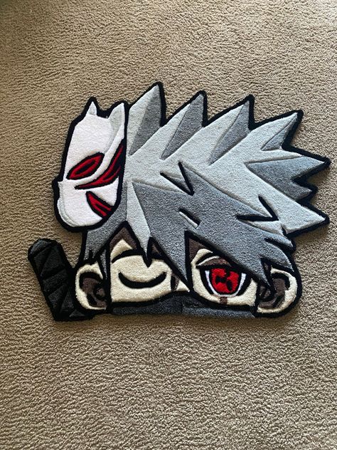 Custom Kakashi rug All Rugs I make are carved to perfection to give your interior a refreshing and clean look to add on to your beautiful floor space I mainly make custom rugs for different businesses as well as animated designs, logos, and photos sent to me. With the help of my graphic designer I can make any idea you want to create into a rug! All my rugs are made with 100% acrylic yarn with a felt back and are very durable and long lasting. To insure the longest duration of cleanliness it's b Rugs Tufted, Apartment Tips, Graphic Rug, Funky Rugs, Tufted Rugs, Rug Ideas, Pose Idea, Cute Bedroom Decor, Luxury Rooms