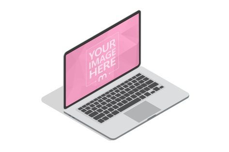 Need a Macbook mockup in 3D? Why don't you give this template a try - a very minimal isometric Macbook Pro illustration over a solid color background. Great tem Minimal Theme, Macbook Mockup, Website Mockup, Solid Color Backgrounds, 3d Illustration, Minimalist Wall Art, Macbook, Mockup, Colorful Backgrounds