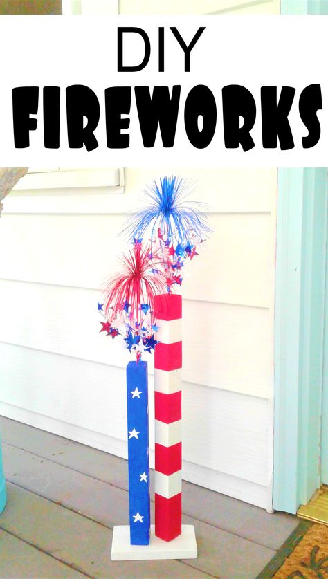 Fireworks Decor, Diy Fireworks, Holiday Porch Decorations, Patriotic Porch Decor, Holiday Porch Decor, Patriotic Porch, Diy Mom, Fourth Of July Decorations, 4th July Crafts