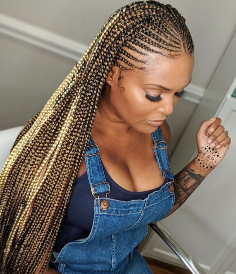 Half-Up Cornrows with Braided Middle Part Trending Cornrows, 2024 Brown, Two Cornrow Braids, Long Cornrows, Half Cornrows, Twist Cornrows, Cornrow Ponytail, Feed In Braids Hairstyles, African Hair Braiding Styles