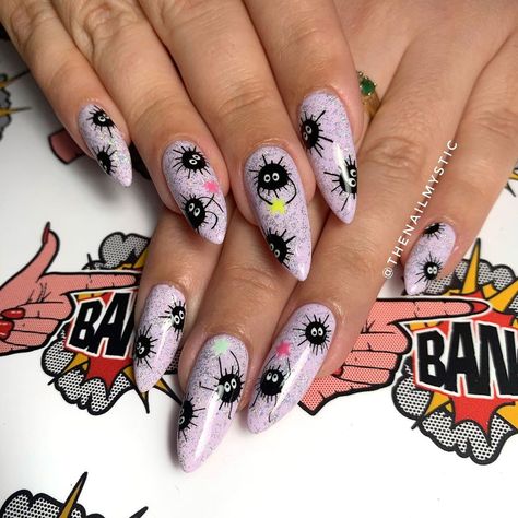 Miyazaki Nails, Glass Nails Art, Witch Nails, Anime Nails, Edgy Nails, Gel Art, Glass Nails, Nails Desing, Cute Nail Art