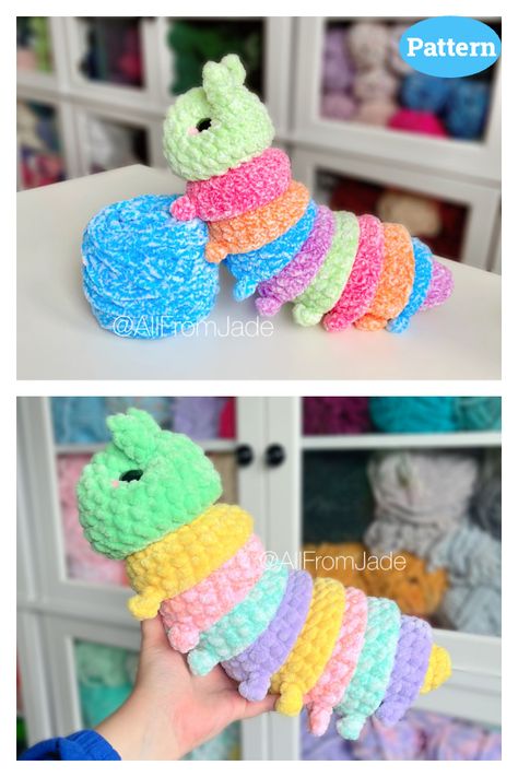 Amigurumi Caterpillar Free Pattern, Caterpillar Crochet Pattern, Caterpillar Crochet, Caterpillar Toys, Leftover Yarn, Cat Amigurumi, Toy Crochet, Cuddle Buddy, Yarn Stash