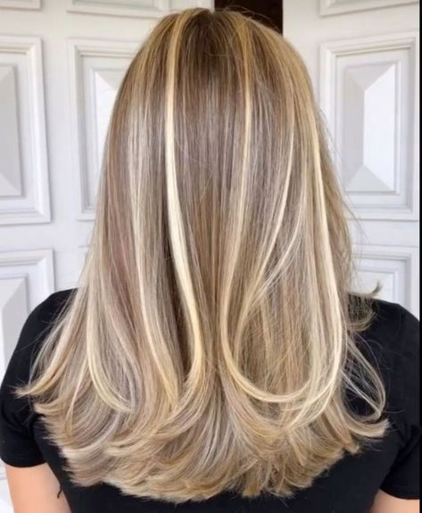 Balayage Blonde Long Layers, Blond With Brunette Lowlights, Highlights Blonde On Brown Hair, White Blonde Highlights On Brown Hair, Dirty Blonde Medium Length Hair, Dark Blonde Hair Inspiration, Dirty Blonde Hair Balayage, Natural Looking Blonde Hair, Lowlights For Brunettes