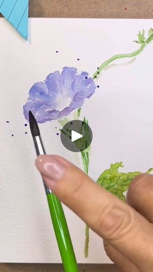 Morning Glory Watercolor Tutorial, Watercolor Morning Glory Tutorials, Morning Glory Illustration Simple, Morning Glory Watercolor, Watercolour Morning Glory, Morning Glory Painting, Morning Glory Art, Paint Tutorials, Watercolor Tutorial