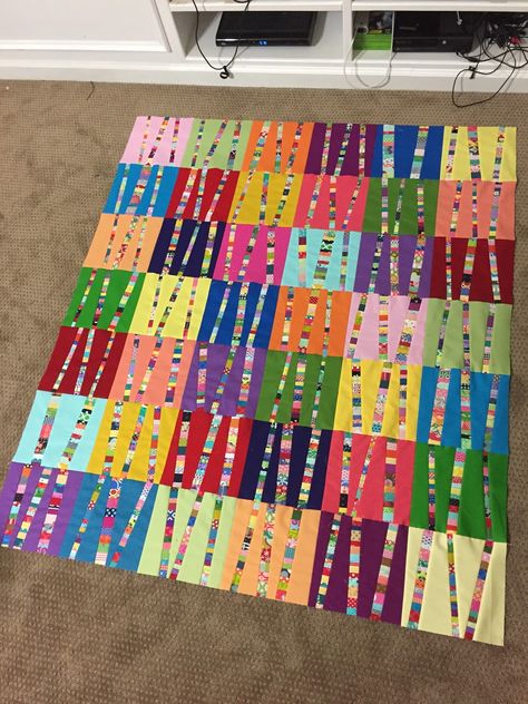 Tracy's Bits N Pieces: Rainbow Scrap Challenge 2016 Quartered Stripes Quilt, Easy Peasy Quilt Pattern Free, Crumb Quilts Ideas Block Patterns, String Quilts Ideas Block Patterns, String Quilts Ideas, Rainbow Quilts Ideas, Modern Quilts Ideas, Modern Quilt Ideas, Crumb Quilts Ideas