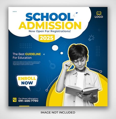 School admission education promotion soc... | Premium Psd #Freepik #psd #study-post #student-post #education-post #school-post Post Banner Design, Admissions Poster, Education Banner, School Admissions, Art Poster Design, Banner Template Design, School Logo, School Posters, Facebook Post