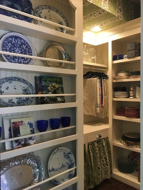 Dishes, Platters, Linens, Serving pieces, Entertaining Closets Without Doors, Dish Room, Curtains Green, Supply Room, Pantry Laundry Room, China Storage, Butler Pantry, Butler's Pantry, Pantry Design