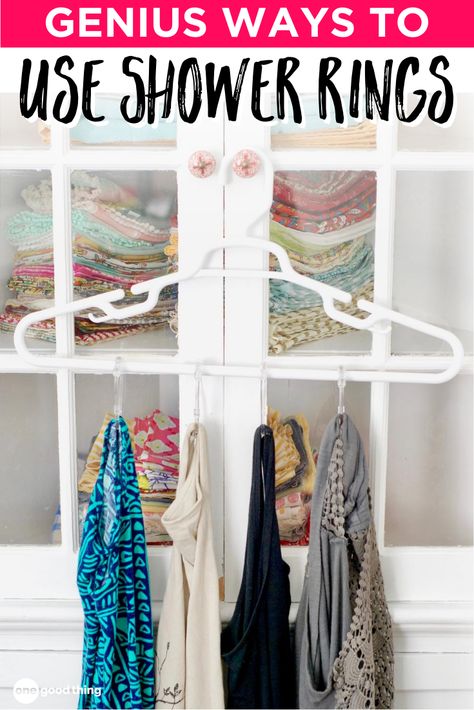 There are so many creative and genius ways you can use shower curtain rings around the house! They’re perfect for everything from organizing and storage, to decorating and teaching. Check out this list of clever ideas! Diy Vinyl Storage, Closet Space Savers, Jean Organization, Organization Ideas Pantry, Gross Things, Cleaning Supplies Organization, Shower Rings, Diy Storage Rack, Closet Organization Ideas