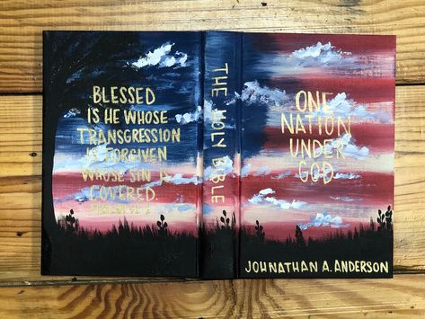 Semi customized Bible. Choose any wording to customize your Bible. Hand Painted Bibles For Men, Bible Painting Cover For Men, Painted Bibles For Men, Painted Bible For Men, How To Paint A Bible, Painted Bible Cover Diy, Bible Cover Art, Bible Painting Cover, Legacy Bible