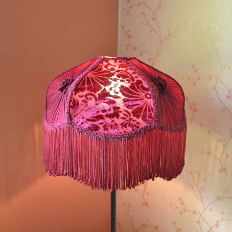 70s Lampshade, Beautiful Lampshades, Fringe Lamp, Lampshade Fabric, Velvet Lampshade, Lampshade Vintage, Ceiling Lampshade, Retro Lampshade, Handmade Lampshades