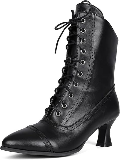 Amazon.com | LanreyTaley Victorian Boots for Women Vintage Granny Boots Renaissance Ankle Boots Low Heel Lace Up Booties with Zipper Black Size 41 | Ankle & Bootie Ankle Boots Low Heel, Boots Low Heel, Granny Boots, Victorian Boots, Lace Up Booties, Ankle Bootie, Boots For Women, Women Vintage, Fit Inspo