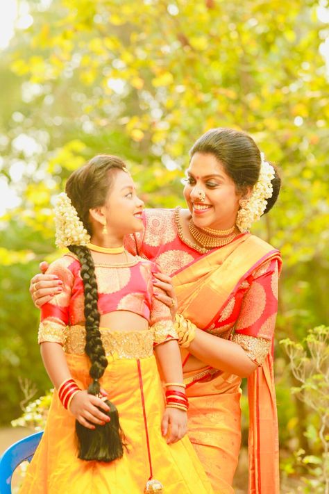 Mother and daughter in Indian traditional clothing Mother Daughter Photoshoot, Group Picture Poses, Mother Daughter Photos, Mom And Daughter Matching, Group Picture, Mom And Daughter, Photo Poses For Couples, Traditional Attire, Indian Traditional