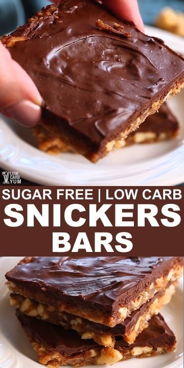 Snickers Bars Recipe, Sugar Free Baking, Sugar Free Recipes Desserts, Sugar Free Treats, Keto Candy, Desserts Keto, Postre Keto, Snickers Bar, Dessert Simple