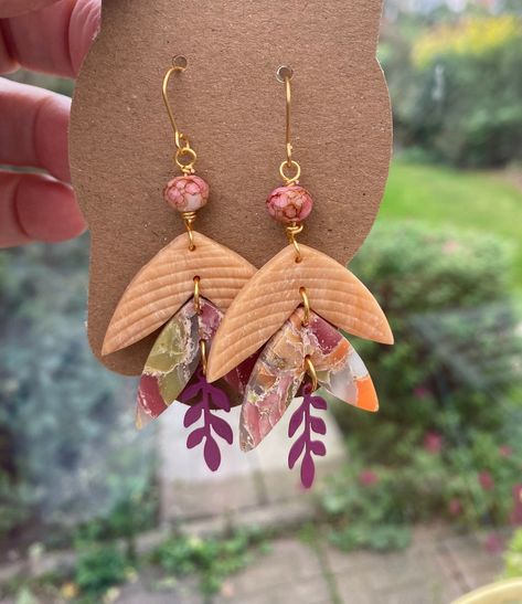 Translucent Polymer Clay Earrings, Floating Leaves, Translucent Polymer Clay, Translucent Clay, Autumn Earrings, Leaves Earrings, Diy Earrings Polymer Clay, Earrings Chandelier, Earrings Polymer