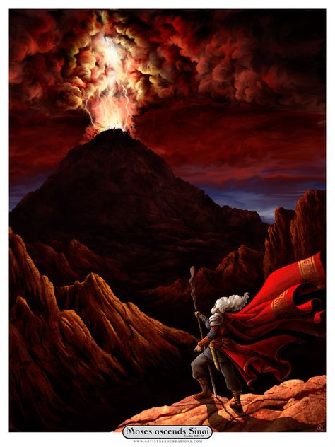 When the sound of the trumpet grew louder and louder, Moses spoke and God answered him with thunder. Description from deviantart.com. I searched for this on bing.com/images Spiritual Pictures, Mount Sinai, Modern Gothic, Burning Bush, Map Pictures, Christian Artwork, Churches Of Christ, Biblical Art, Jewish Art