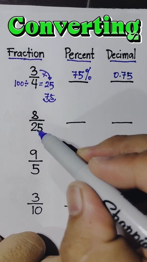 629K views · 19K reactions | Math Review: Converting Fraction to Percent to Decimal #mathematicstutorial #sharingiscaring #SimpleMathematics #FractionTricks #fraction #decimal #percent | By Mathematics Tutorial | Facebook Fraction Decimal Percent, Percent Of A Number, School Knowledge, Math Tips, Converting Fractions, Math Spiral Review, Teaching Math Strategies, Math Magic, Math Genius