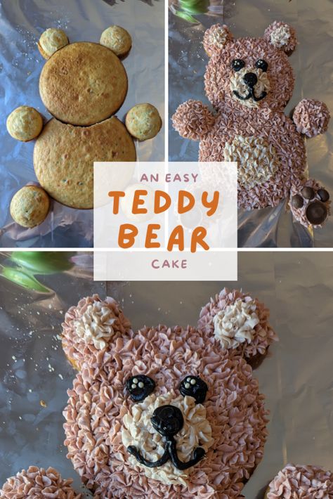 Easy Bear Cake, Teddy Bear Cupcakes Ideas, Pink Teddy Bear Cake, Beary 1st Birthday, Teddy Bear Birthday Cake, Bear Birthday Cake, Teddy Bear Cupcakes, Pikachu Cake, Teddy Bear Cake