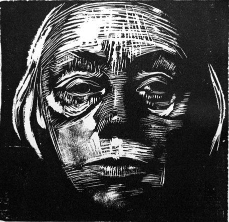 Self-Portrait by Kathe Kollwitz, woodcut, 1923. Kollwitz was always so brave with her line, unhesitating and bold. I quite admire that! Rick Amor, Karl Hofer, Kathe Kollwitz, Woodcut Printing, Relief Printmaking, Scratch Art, Linocut Art, Woodcuts Prints, A Level Art