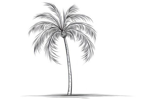 Palm Tree Drawing Simple, Palm Tree Outline, Palm Tree Sketch, Cartoon Palm Tree, Tree Sketch, Palm Tree Plant, Background Cartoon, Tree Sketches, Outline Drawing