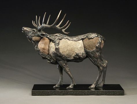 Pete Zaluzec - Jackson Wyomin - awesome bronze and rock Kindergarten Art Projects, Concrete Art, Ceramic Figures, Steel Sculpture, Horse Sculpture, Ceramic Animals, A Deer, Metal Art Projects, Scrap Metal Art