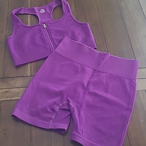 Shein Purple Gym Short Set Size L Nwot Low Fragrance Smoke Free Home Gym Workout Athletic Athleisure Set Home Gym Workout, Shein Shorts, Short Set, Swag Outfits, Home Gym, Bike Shorts, Gym Workout, Workout Shorts, Short Sets