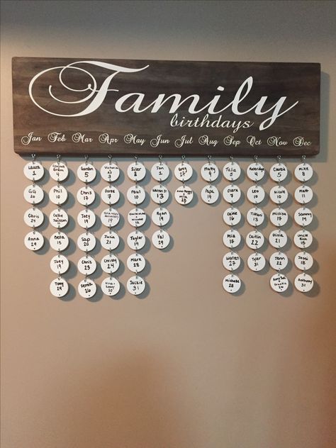 Wooden Family Birthday Calendar, Family Birthday Board Diy, Diy Birthday Surprise, Family Birthday Plaque, Birthday Reminder Board, Family Birthdays Sign, Birthday Board Diy, Birthday Calendar Board, Family Birthday Calendar