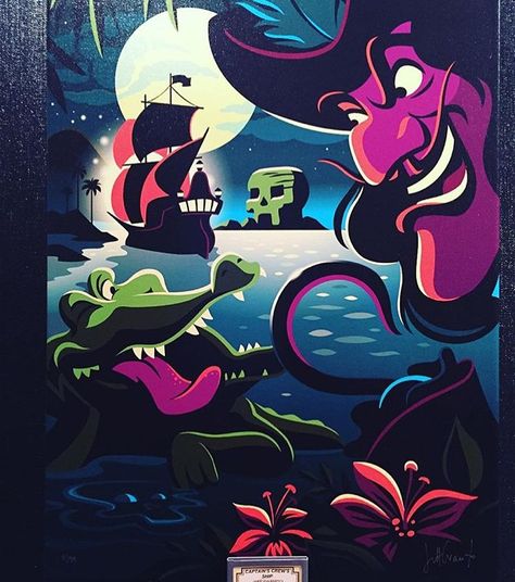 Repost of a photo of my Captain Hook art aboard the Disney Fantasy. Thanks to @genericname55 for sharing. I am jealous of you right now. #disney #Disneycruiselines #disneyfantasy #captainhook #tictock #skullisland #croc #art #giclee Captain Hook Art, Jeff Granito, Peter Pan Disney, I Am Jealous, Disney Secrets, Peter Pan And Tinkerbell, Disney Fantasy, Jealous Of You, Disney Life