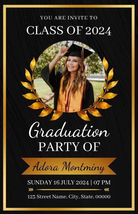 Black Gold Graduation Invitation Template Graduation, Kindle Book Cover, Graduation Invitations Template, Concept Map, Etsy Banner, Campaign Posters, Graduation Invitation, Blog Header, Facebook Event