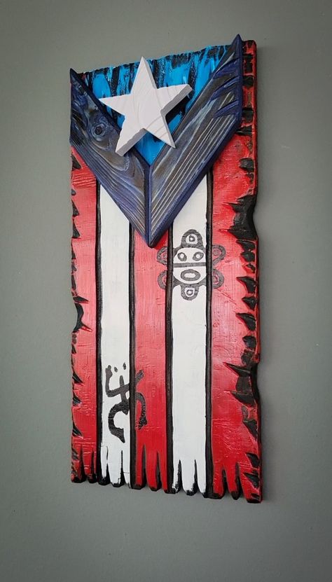 Puerto Rican Wood Art, Puerto Rican Inspired Home Decor, Puerto Rican Painting Ideas, Puerto Rican Decor Home, Puerto Rico Artwork, Puerto Rico Art Paint, Puerto Rico Home Decor, Puerto Rican Artwork Art, Taino Art Puerto Rico