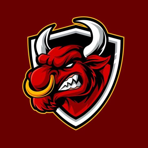 Bulls Logo Design, Angry Bull, Bull Logo, Mascot Logo, Logo Illustration, Red Bull, Luxury Design, Vector Art, Logo Design