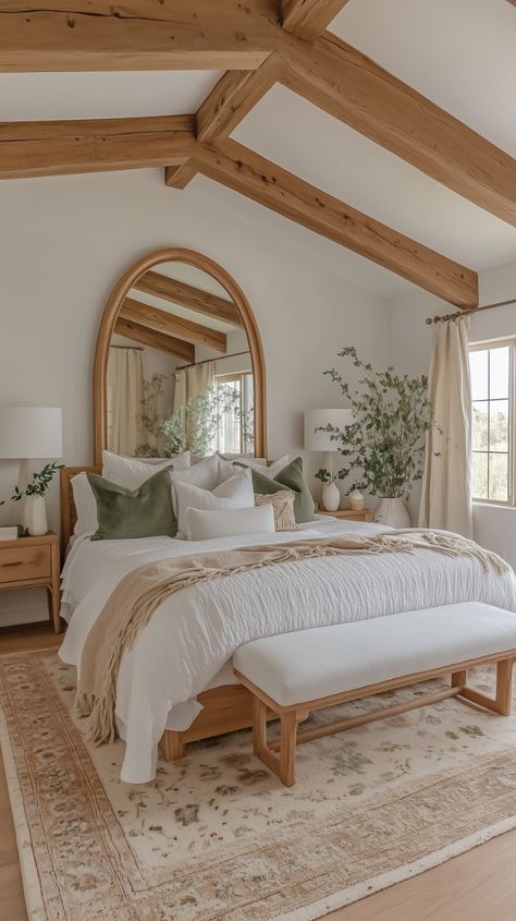 Neutral Bright Bedroom, Earthy Organic Neutral Home, Minimalist Cottagecore Bedroom, Earthy Luxury Bedroom, Neutral Earthy Bedroom, Woodsy Room, Coloured Bedroom, Natural Bedroom Decor, Barndominium Interior