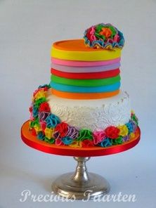 colorful birthday cake Multi Color Cake, Butter Cream Cake, Super Torte, Pastel Desserts, Colorful Birthday Cake, Color Cake, Specialty Cakes, Special Cake, Colorful Cakes