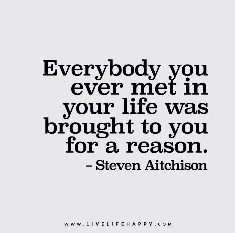 Everybody you ever met in your life was brought to you for a reason. Live Life Quotes, Quotes Love Life, Reason Quotes, Seeking Peace, Live Life Happy, Inspirational Quotes About Strength, Love Life Quotes, Life Quotes Love, Life Quotes To Live By