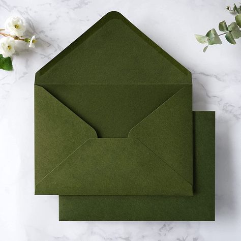 Green Stationary, Christmas Gift Cards, Olive Green Weddings, Green Invitations, Gift Card Envelope, Printable Envelope, Baby Shower Invitation Cards, Acrylic Invitations, Greeting Card Envelope