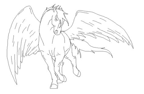 Pegasus Reference Drawing, Simple Pegasus Tattoo, Cartoon Pegasus, Pegasus Lineart, Pegasus Embroidery, Embroidered Horse, Cat Coloring Book, Winged Horse, Horse Coloring Pages