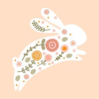 Cute Bunny Illustration Easter Vectors, Photos and PSD files | Free Download Bunny Mandala, Easter Bunny Illustration, Easter Graphic Design, Easter Aesthetic, Bunny With Flowers, Easter Vector, Bunny Character, Bunny Illustration, Colors For Kids