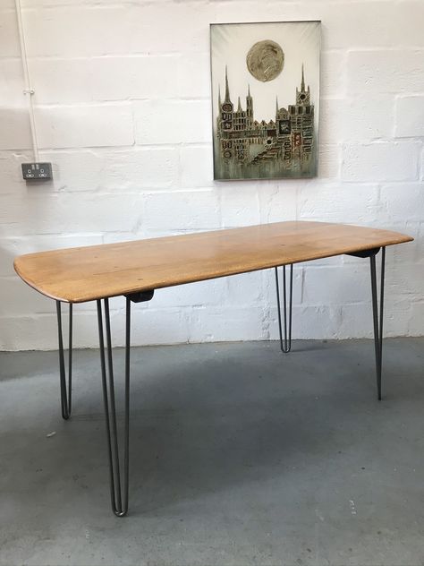 Ercol Dining Table, Plank Dining Table, Ercol Table, Pin Legs, Danish Chair, Antique Dining Tables, Kingdom Of Great Britain, Hairpin Legs, Home Studio