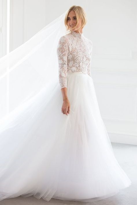 Chiara Ferragni Wedding, Dior Wedding Dresses, Couture Dior, Second Wedding Dresses, Muslim Wedding Dresses, Iconic Weddings, Gaun Fashion, Lace Bride, Second Weddings