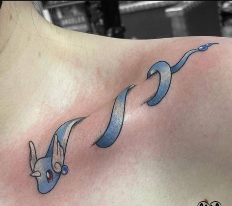 Dragonair Tattoo, Dragonite Tattoo, Traditional Pokemon Tattoo, Togepi Tattoo, Pokemon Tattoo Design, Snorlax Tattoo, Pokeball Tattoo, Nintendo Tattoo, Pikachu Tattoo