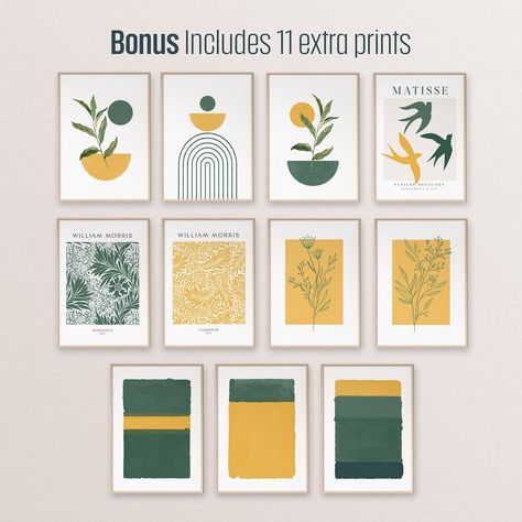 Green and Yellow Prints Bundle Green Gallery Wall Set Yellow - Etsy UK Blue And Mustard Living Room, Green Gallery Wall, Picasso Dove Of Peace, Yellow Prints, Teal Wall Art, Eclectic Gallery Wall, Teal Walls, Yellow Wall Art, Aesthetic Poster