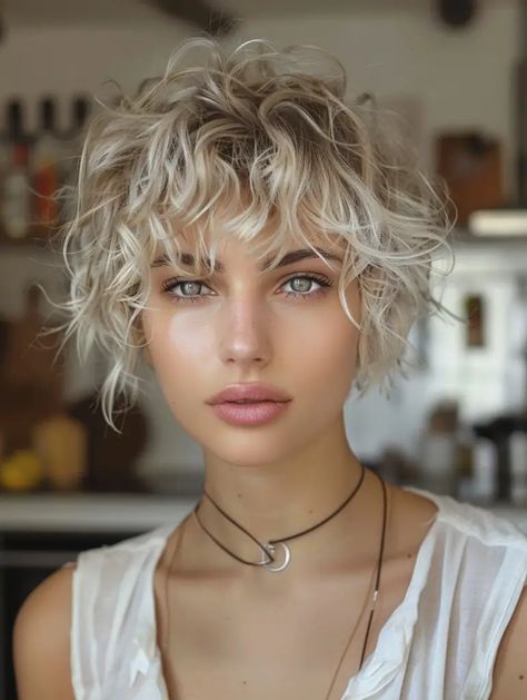 Shaggy Pixie Cut, Pixie Cuts For Thick Hair, Cuts For Thick Hair, Shaggy Pixie Cuts, Shaggy Pixie, Short Haircuts With Bangs, Curly Pixie Hairstyles, Thick Hair Cuts, Shaggy Short Hair