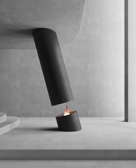 Fireplace Minimal, Minimalist Technology, Eco Fireplace, Monochromatic Colour, Suspended Fireplace, Monochromatic Color Palette, Freestanding Fireplace, Furniture Details Design, Interior D