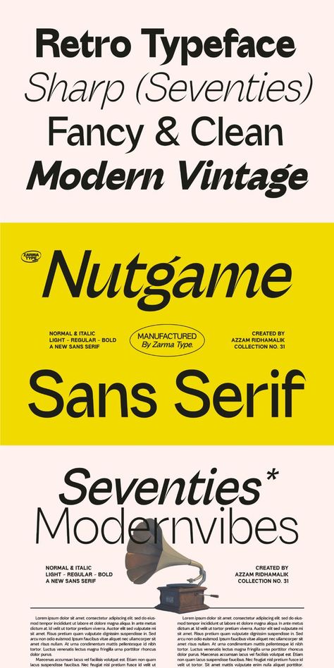 Nutgame Font Family, a retro sans serif typeface inspired by the sharp, clean aesthetics of the seventies. This versatile font offers a stylish blend of vintage and modern elements, perfect for bold branding, editorial designs, and more. With multiple weights and italics, Nutgame gives your projects the flexibility and flair they need. Elevate your design with Nutgame’s timeless look. Download now to bring a touch of modern vintage to your creations! Serif And Sans Serif Combinations, Bnb Aesthetic, Fonts 70s, Free Retro Fonts, Timeless Fonts, Groovy Typography, 70s Font, Hippie Font, Fonts For Branding