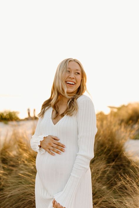 Sunset Maternity Session on the beach in Tampa Florida Fall Maternity Shoot, Fall Maternity Pictures, Bump Pictures, Sunset On The Beach, Maternity Inspiration, Ribbed Maxi Dress, Fall Maternity, Beach Maternity, Tampa Florida